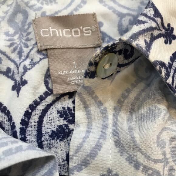 Chicos button down multi color floral blouse size 1 8/10 - Picture 4 of 6